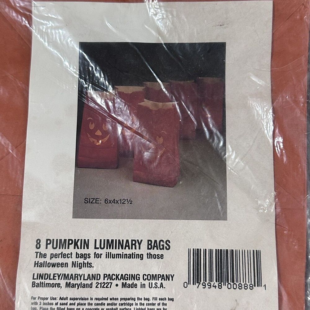 Vintage New Halloween Jack o Lantern Luminary Bags (8) Lighting Dead Stock